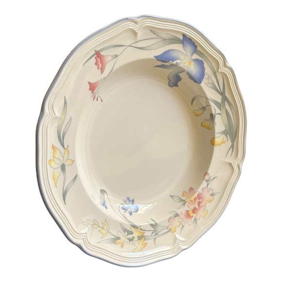 Villeroy & Boch Riviera rimmed soup bowl blue pink yel. floral Vitro porcelain - Picture 1 of 11